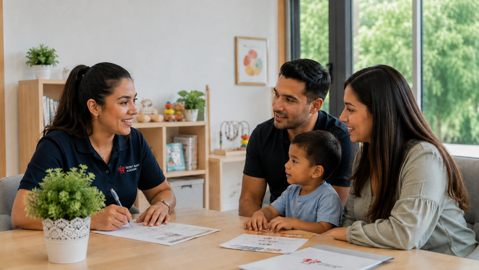 A parent and child at the centre